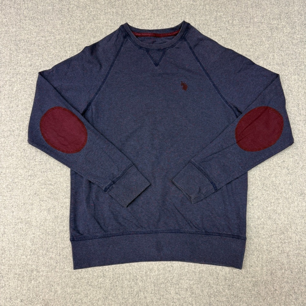 U.S. Polo Assn | Sweatshirt | L | Navy Blue | Elbow Patches Raglan Pullover Logo